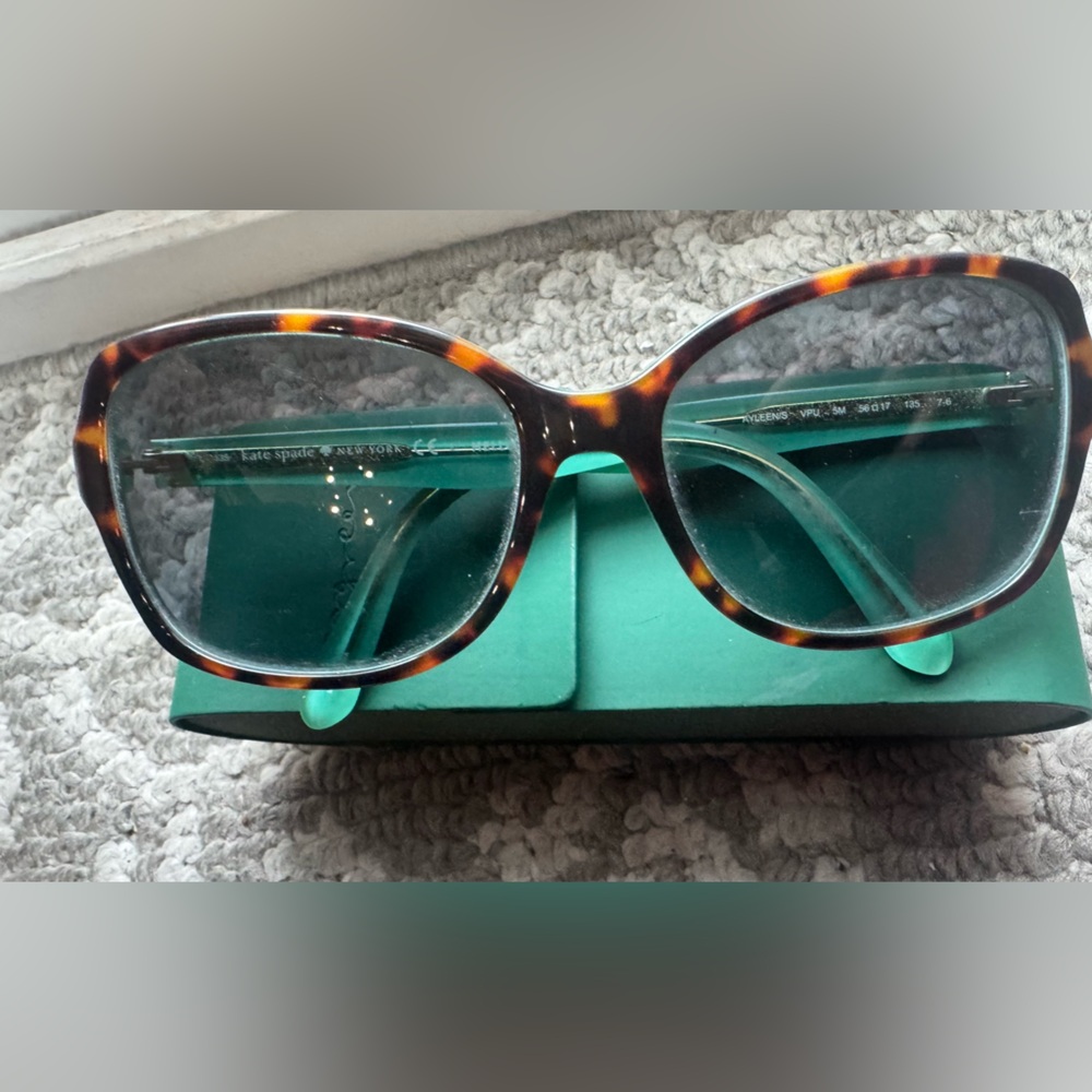 kate spade Tortoise Shell Cat-Eye Sunglasses with Teal Temples